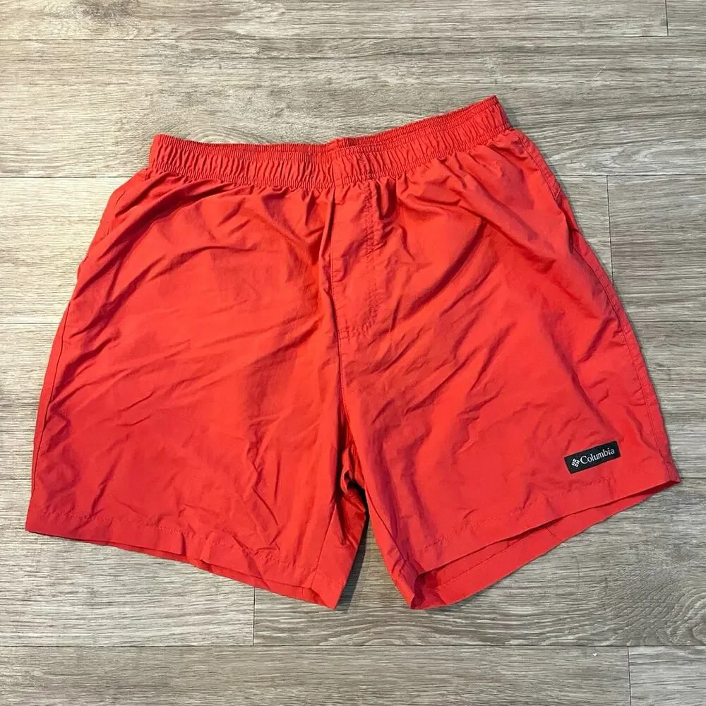Columbia Men's Red Dri Fit shorts Size M Elastic Waist Mesh Lined 0015 - Picture 1 of 9